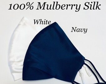 Mulberry Silk Face Mask with NOSE WIRE, wedding silk masks, hypoallergenic silk masks, 19momme silk masks, luxury silk