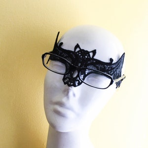 Masquerade mask for eye glasses, Venetian Lace Mask for glasses, Mask with Glasses, Face Mask for eye glass wearers