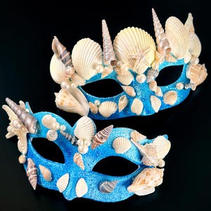 Mermaid Couples Masquerade Masks Blue Masks Shell Masks Ocean Masquerade Party Mask King Triton Queen Athena Mermaid Costume Mask Mythical