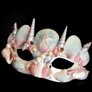 Pastel Mermaid Womens Masquerade Mask Mermaid Seashell Mask Mermaid Costume Mask Masquerade Party Pink Mask Pearl Mask Womens Masks Roleplay