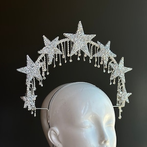 Halo de estrellas, Celestial, Joyería de festival, Niño de la luna, Tocado de halo, Corona de halo, Foto de embarazo, Diosa del espacio