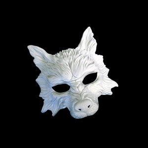 White Blank Wolf Mask, DIY Mask, Craft Mask, Party Mask, Costume Mask, Masquerade Party Mask, Cosplay Mask, Activity Mask, Wolf Costume