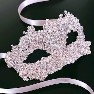 Elegant Pink Lace Cat Mask with Pearl Accents Pink Pearl Mask Masquerade - Etsy main image 3