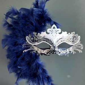 Blue masquerade mask Feather Mask masquerade mask Venetian Masquerade Mask Masquerade Ball Party Mask