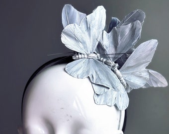 Silver Butterfly Headpiece, Butterfly Accessory, Elegant Headpiece, Derby Headband, Butterfly Headband, Party Accessory, Gala Accessory,