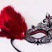 Womens Red Masquerade Mask, Red Feathers Masquerade Ball Mask, Red ...