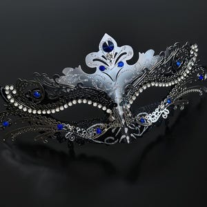 Black Silver Masquerade Mask Womens Masks Masquerade Party Mask Masquerade Ball Mask Black Mask Rhinestone Mask