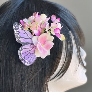 Purple Butterfly Flower Hair Clip SET of 2, Fairy Accessory, Butterfly Wing Accessory, Cottage Core, Fairy Core, Hair Accessory, Flower Girl