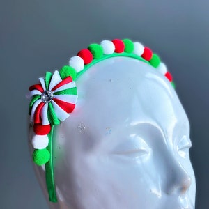 Kids holiday headband, Green Red Christmas Headband, Holiday Accessory, Xmas Party, kids Headband