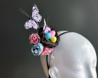 Easter Basket Headband - Bird Nest Hat - Easter Egg Hunt - Butterfly Headband