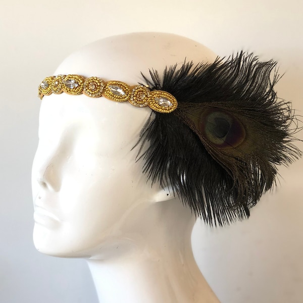 1920s headpiece black and gold
