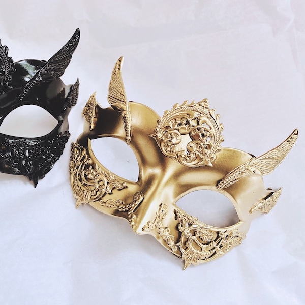 Gold masquerade mask women men unisex masquerade ball masks filigree wing design