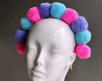 Pompom Headband - Hairband - Hair Accessory - Photo Prop - Pink Blue Purple