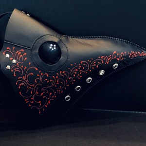 Plague Doctor Mask Black Red Masquerade Mask Filigree PU - Etsy