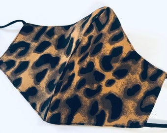 Sexy Leopard Face Mask fabric mask 3 layer + FILTER + filter Pocket + nose wire face mask USA made COTTON mask