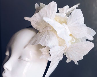 Tocado blanco Diadema de mariposa blanca Diner en Blanc- Derby