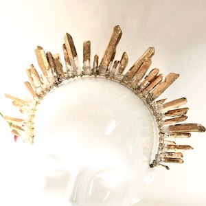 Rock Crystal Crown, Natural quartz crown quartz tiara women natural stone halo crystal crown Greek goddess crown