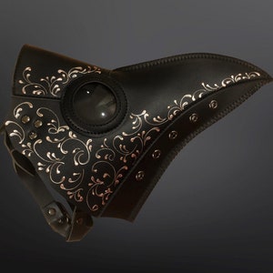 Black Red Plague doctor Mask PU Leather plague Mask Bird mask Masquerade Mask halloween Mask costume quarantine photo prop