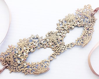 Máscara de mascarada dorada para mujer personalizada para bailes venecianos, Halloween y Mardi Gras