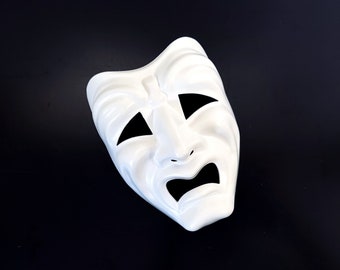 White Tragedy Mask, DIY Mask Blank, Party Activity, Arts and Crafts, Full Face Mask, Venetian Mask, Joker Mask, Masquerade Party, Halloween