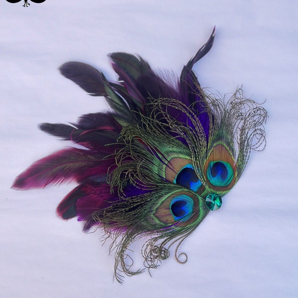Peacock Feather Hair Clip, Feather Hairpiece, Peacock Clip-On, Feather Accessory, Peacock Accessory