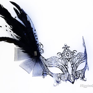 Womens masquerade mask black, luxury venetian masks for women, Mardi Gras and party Masks
