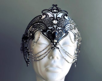 Women's Masquerade Mask - Chain Mask - Black