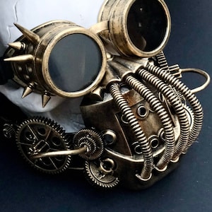 Steampunk gas mask respirator dust mask cosplay Goggles rave gas mask gold silver copper gear mask image 3