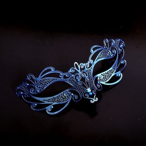 Venetian Masquerade Mask Metal Mask - Blue - Kids