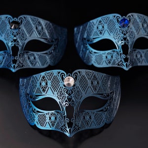 Blue Metal Masquerade Masks for Men, Mens Mask, Metal Mask, Blue mask, Party Mask, Masquerade Ball Party Mask, Halloween Mask