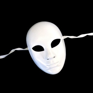 White Full Face Costume Mask, Cosplay Mask, DIY Mask, White Blank Mask, Masquerade Mask, Masquerade Party, Halloween Party, Party Activity
