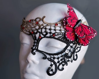Red Masquerade Mask women lace Mask, Masquerade Party Mask, Masquerade Ball, Prom Mask, Gala Mask, Party Costume CUSTOMIZABLE