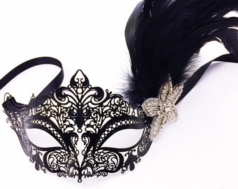 Mardi Gras Mask Masquerade Mask Black Flower Mask