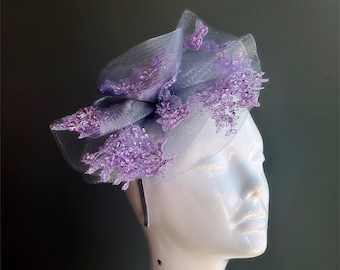 Lavender Fascinator Hat Women Wedding Hat Lilac Fascinator Flower Headpiece Tea Party Hat Derby Hat