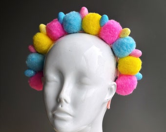 Fun Easter Headband with Pom Poms - Colorful Easter Egg Headband for women and kids Easter Egg Hunt