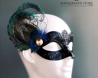 ロマンチックな仮面舞踏会マスク 孔雀の羽 - Etsy 日本