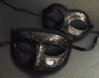 Zwart glitter Masquerade herenmasker, heren bruiloftsmaskers, halloween masker bal maskers bruidsjonkers masker feestmasker