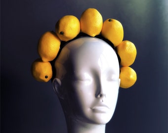 Bandeau citron chapeau citron bibi jaune bandeau ETE tea party coiffure été festivals