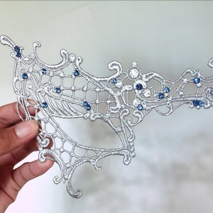 Silver masquerade mask woman lace mask female masquerade ball venetian mask party masked ball masks