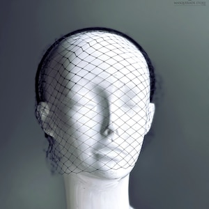 Black Fishnet Veil headband, Womens Masquerade Mask, Masquerade Veil, Masquerade Party, Veil Mask