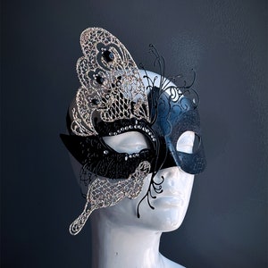 Black Champagne Gold Masquerade Mask Elegant Glitter Butterfly Masquerade Mask Womens Mask Prom Mask Masked Ball Mask Womens Venetian Mask
