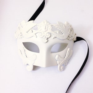 White Roman Mens Masquerade Masks, White wedding Masquerade Masks for men, White Gladiator Mens Mask