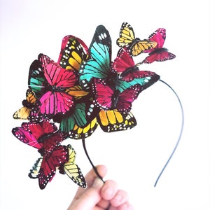 Tea Party Hat Butterflies Fascinator Hat tea party hats rainbow Butterfly headband