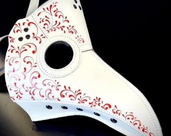 Plague Doctor Mask - White/Red - Adult