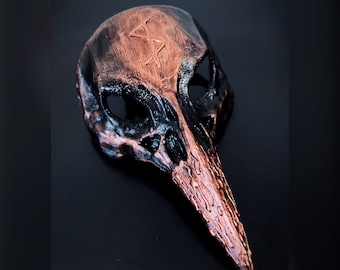 Crow Skull Mask Norse Runes | Copper/Black | Adult