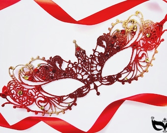 Red Lace Women Masquerade Mask