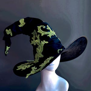 Witch Costume Hat GREEN Witch HAT Halloween Cosplay Warlock Witchcraft Prop Sorcerer Hat Wizard Hat Black Witch Hat Halloween Party Hat