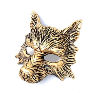 men masquerade mask - wolf mask - animal mask - gold - Adult