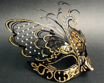 Gold Black Masquerade mask for Women Filigree Women's Masquerade Mask, New Years Eve Celebration Mask, Venetian Masquerade Mask for women