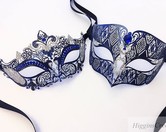 Navy Blue Couples Masquerade Masks ...